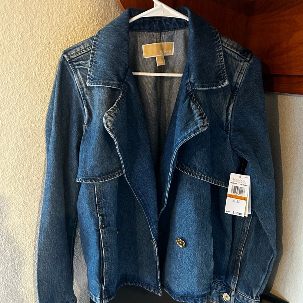 Michael Kors Chic Indigo Denim Jacket With Wide Lapels